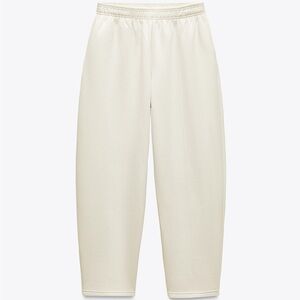 ZARA Tapered Plush Pants XS Cream